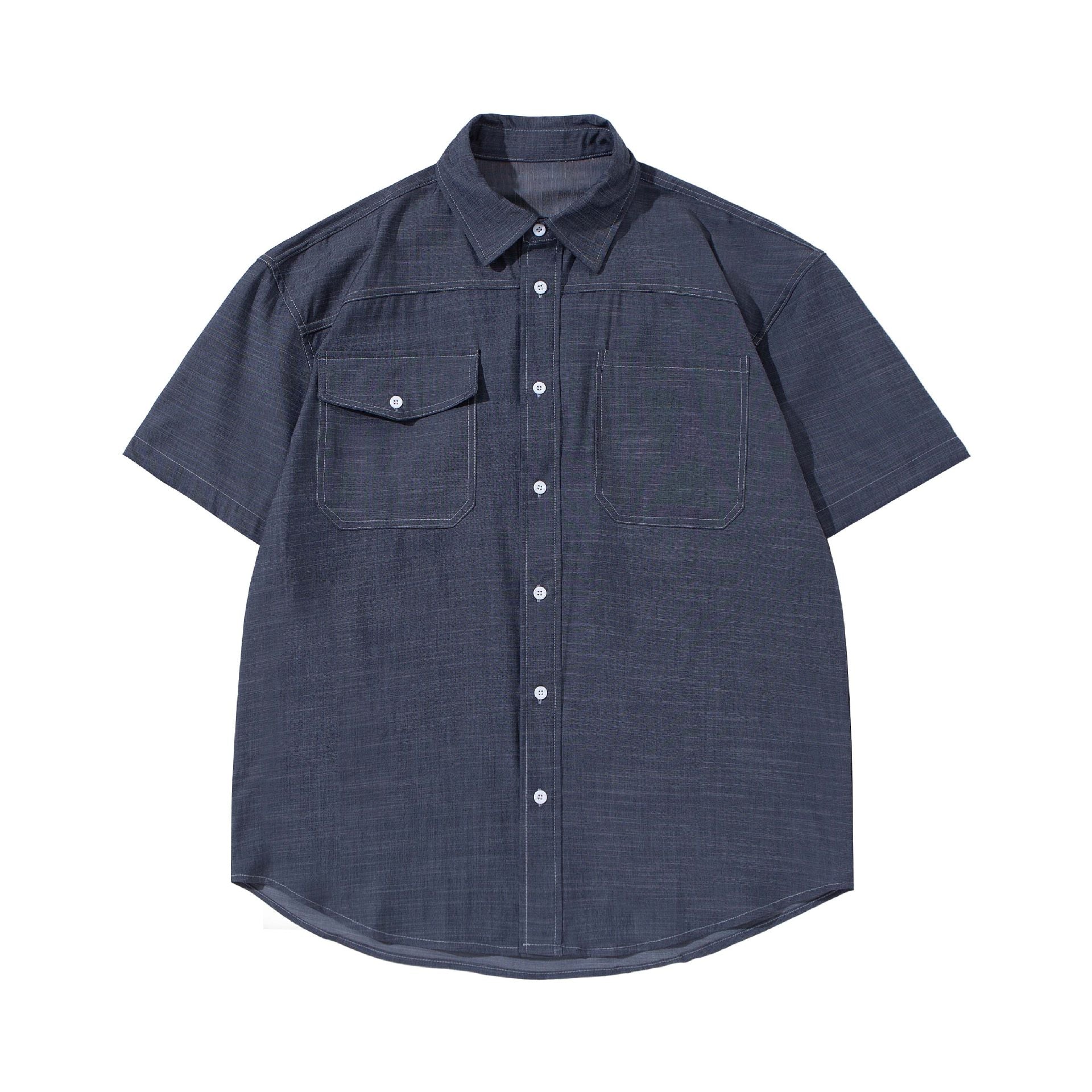 Thin Denim Short-Sleeved Shirt for Men