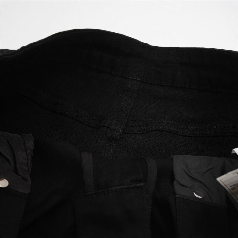 Men's Denim Jeans, Distressed Hem Straight Leg Loose Fit Casual Pants