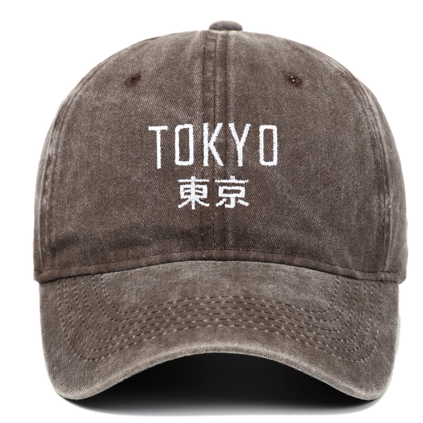Tokyo Letter Embroidery Retro Soft Washed Baseball Cap Duck Tongue