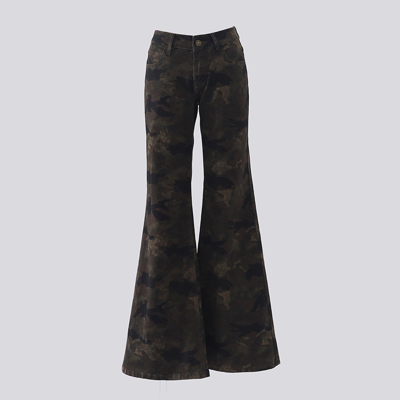 Women's Chic Punk Slimming Flare Jeans - Floor-Length Denim Pants