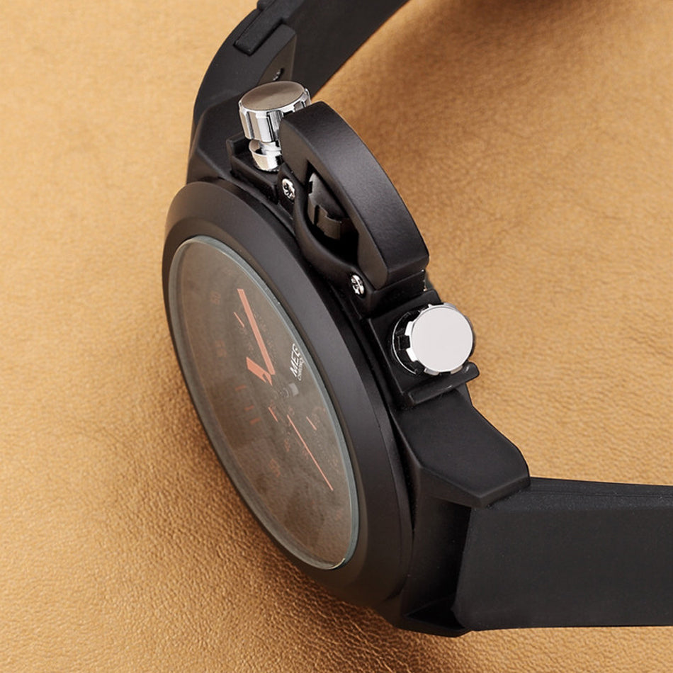 Men's Casual Quartz Watch - 3D Engraved Dial - Waterproof