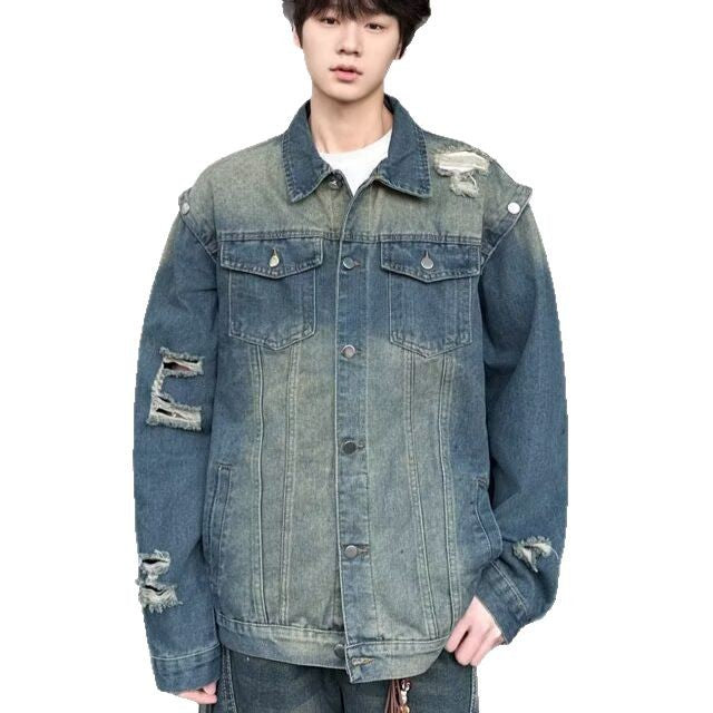 Premium Water Washed Distressed Denim Jacket for Men