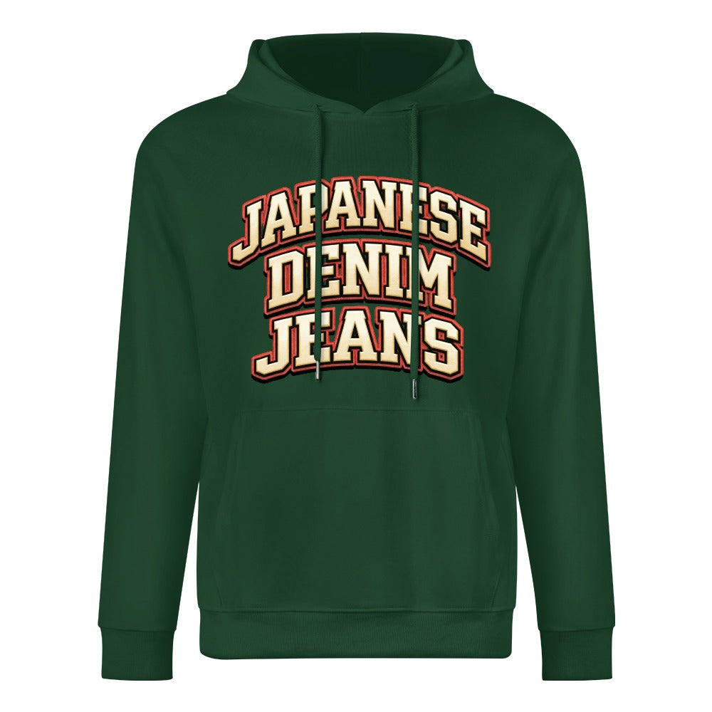 Japanese Denim University Hoodie 100% Cotton - Forest Green