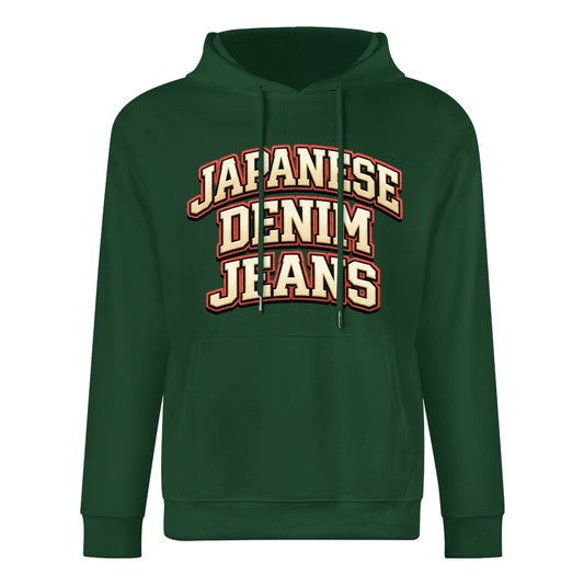 Japanese Denim University Hoodie 100% Cotton - Forest Green