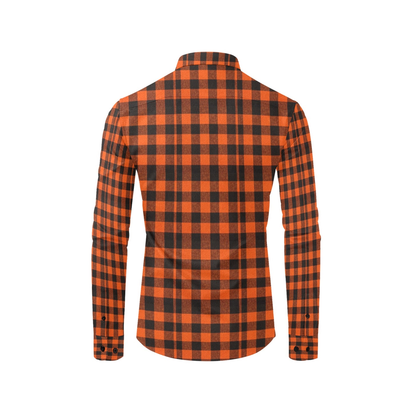 Burnt Orange and Black Lumberjack Checkered Pattern Men's Long Sleeve Shirt