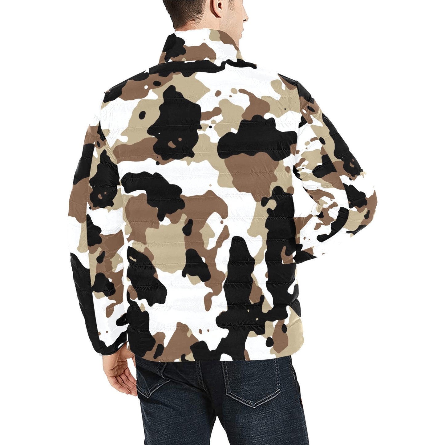 Brown Cow Camo Puffer Bomber Jacket