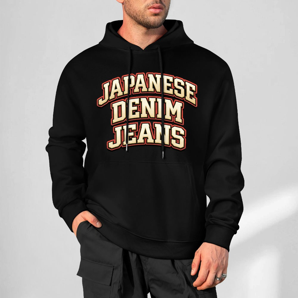 Japanese Denim University Hoodie - Black