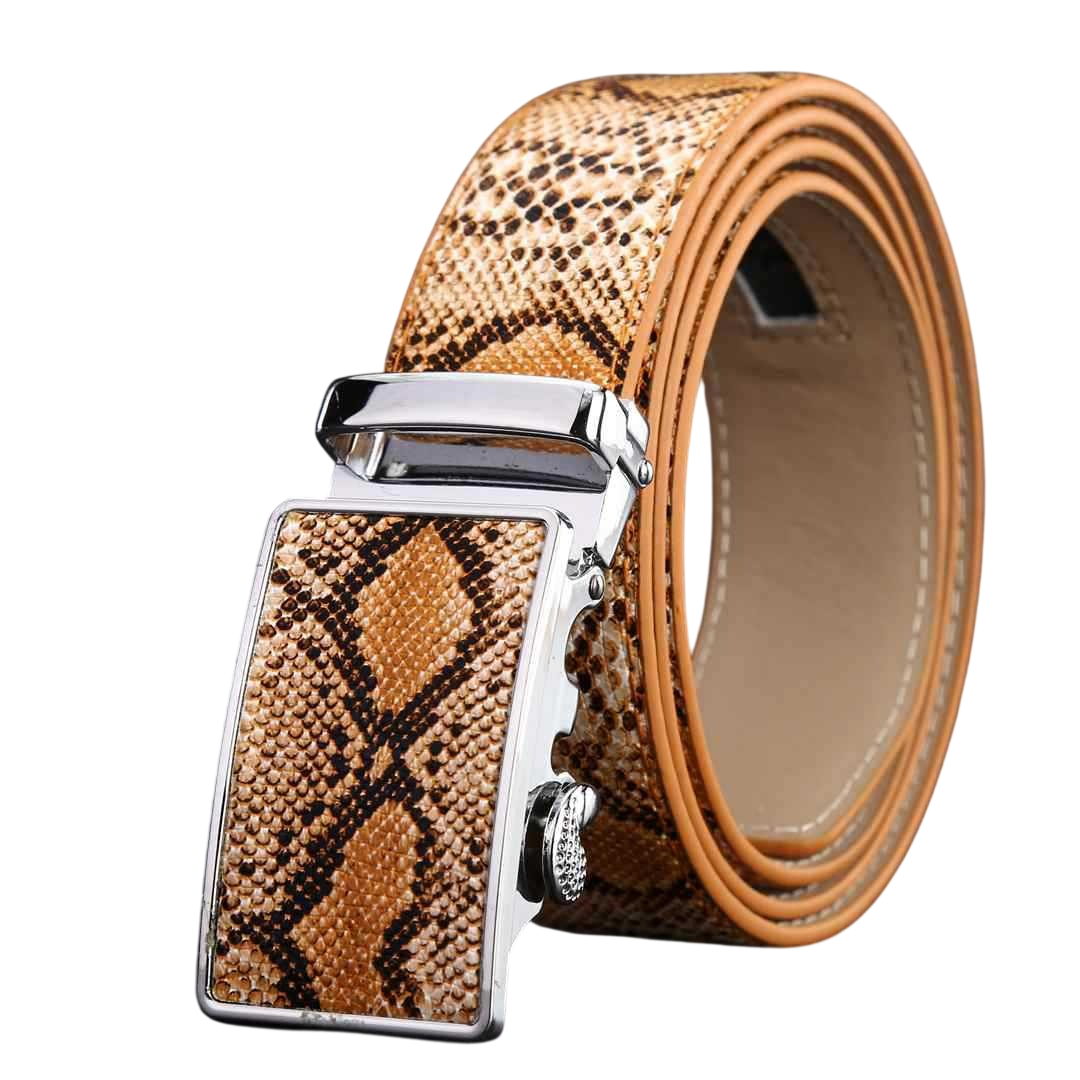 Leather Automatic Buckle Snakeskin Belt