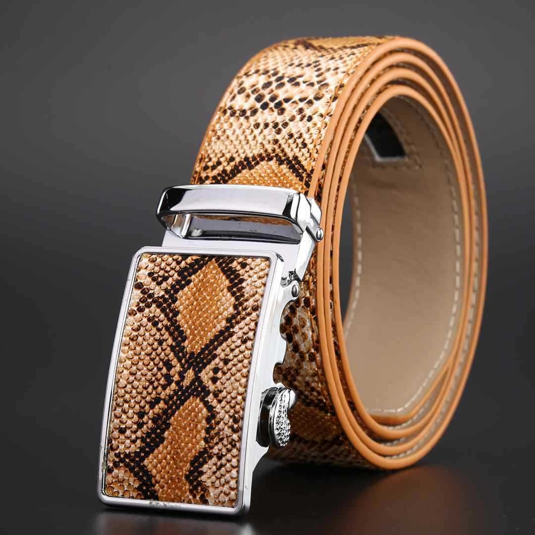 Leather Automatic Buckle Snakeskin Belt