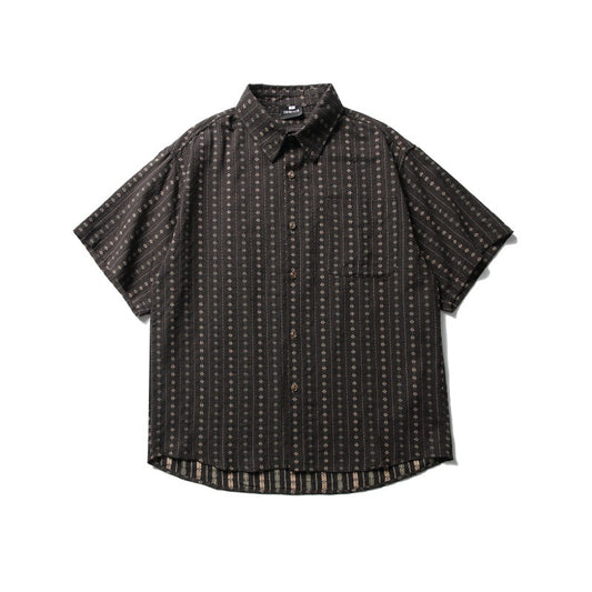 Loose-Fit Short-Sleeve Striped Shirt for Men
