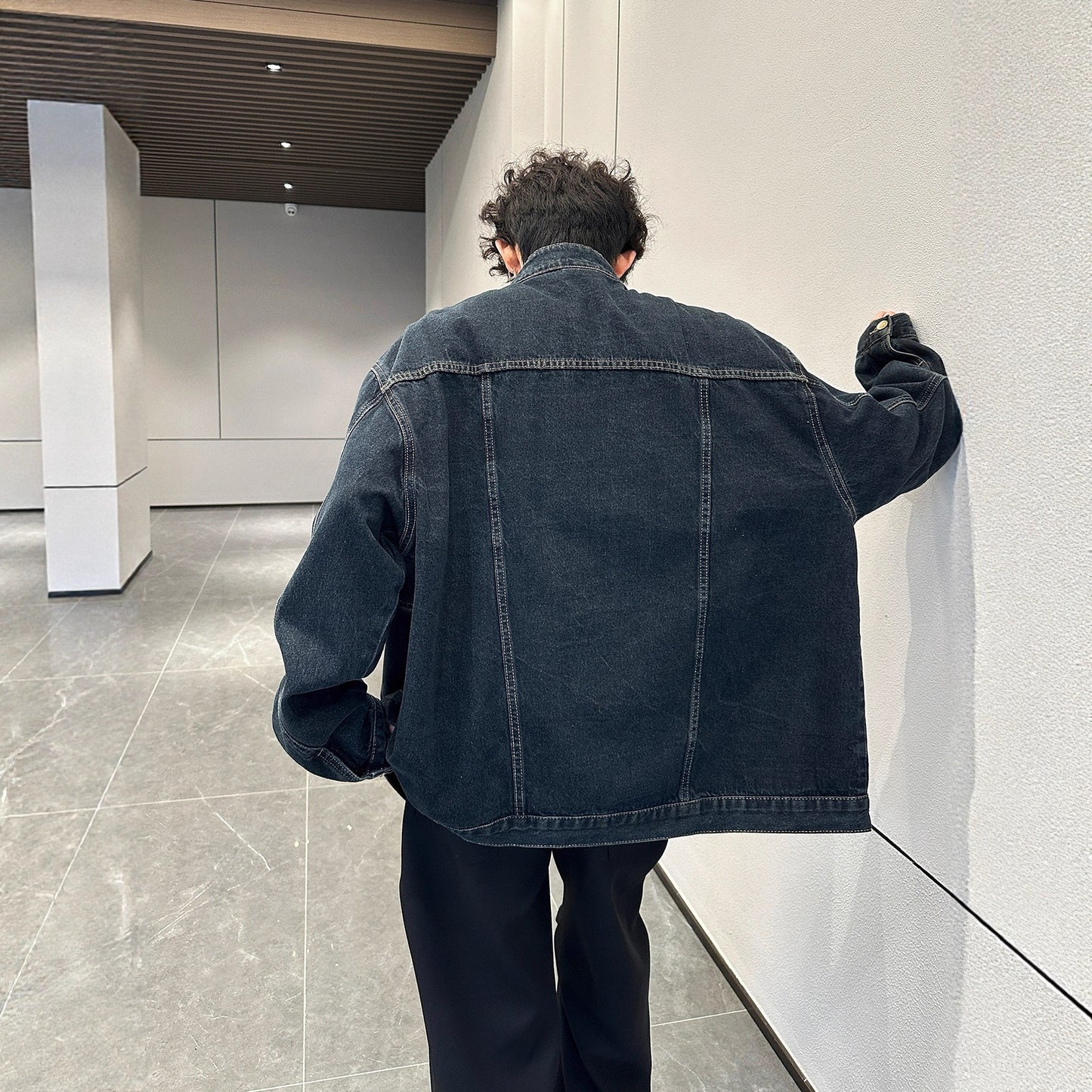 Cleanfit Retro Patchwork Deconstructed Loose Denim Jacket for Men