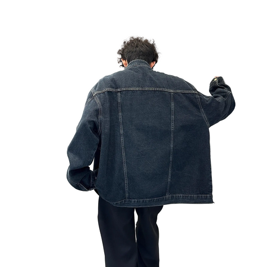 Cleanfit Retro Patchwork Deconstructed Loose Denim Jacket for Men
