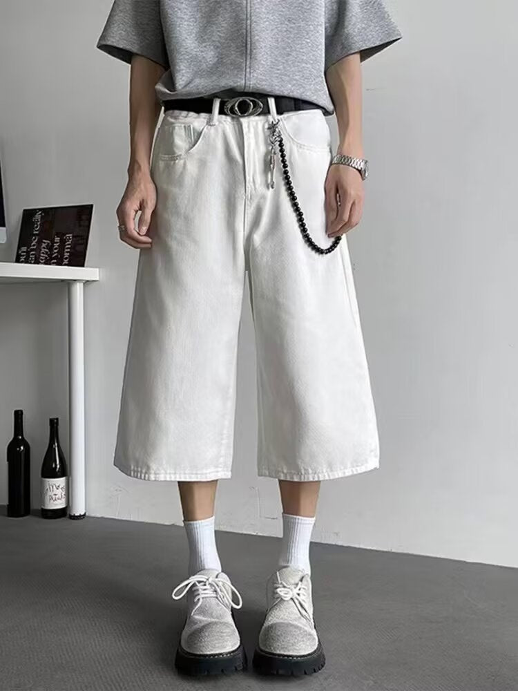 Loose Fit White Denim Casual Pants