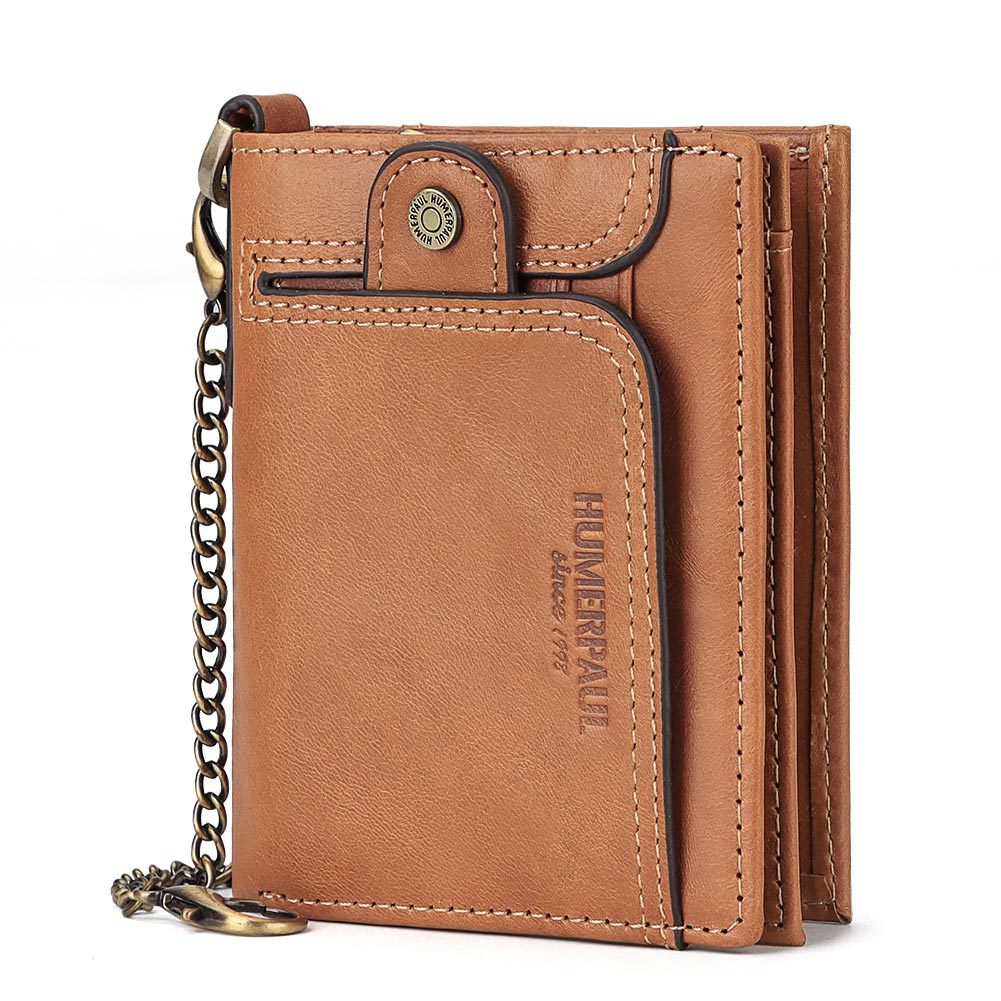 Anti-Magnetic Men's Leather Zipper Wallet - Large Capacity