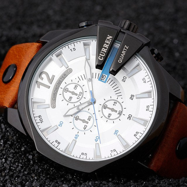 Men's Leather Waterproof Luxury Quartz Watch