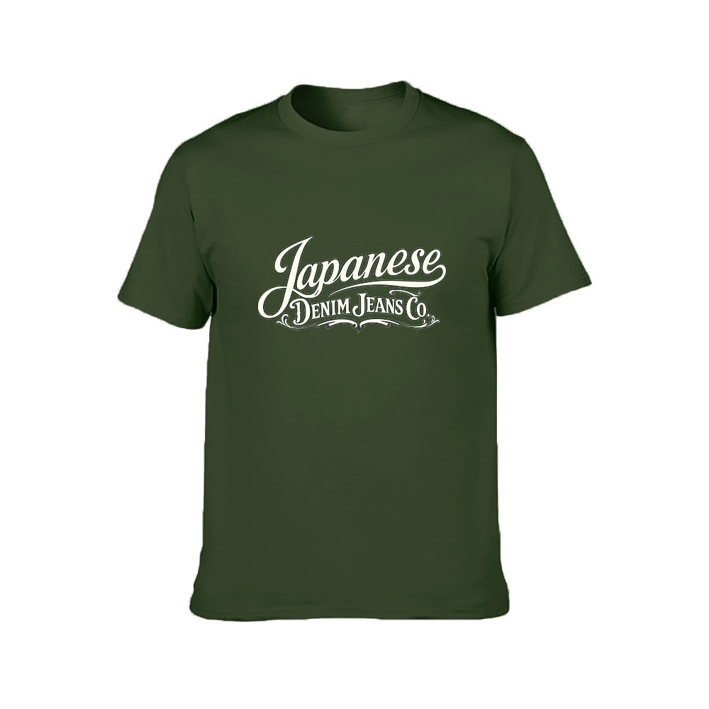 Japanese Denim Jeans Co. Men's  Short Sleeve Cotton T-Shirt - Army Green