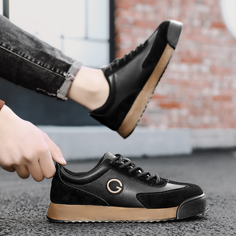 Men's Casual Flat Shoes with Waterproof Thick Sole and Height Increase