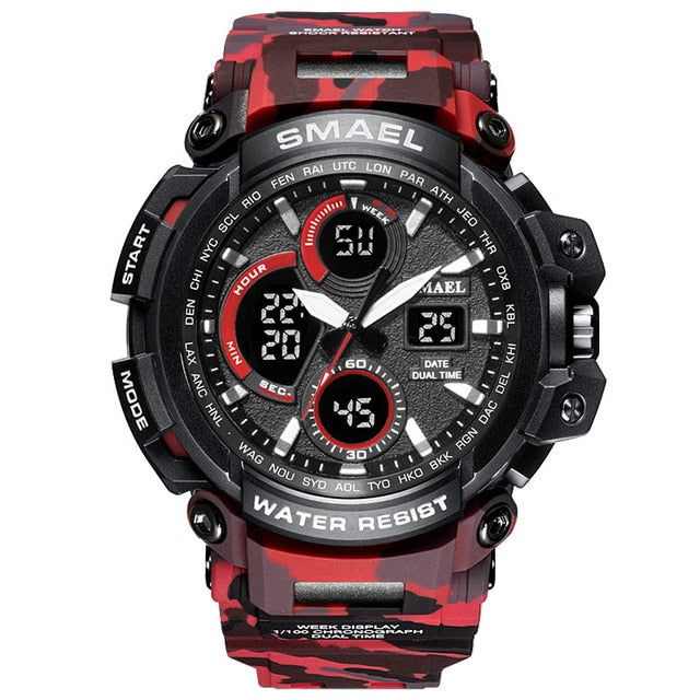 Camouflage Military Watch Men Waterproof Dual Time Display Men's Sport Wristwatch Digital Analog Quartz Watches Male 1708