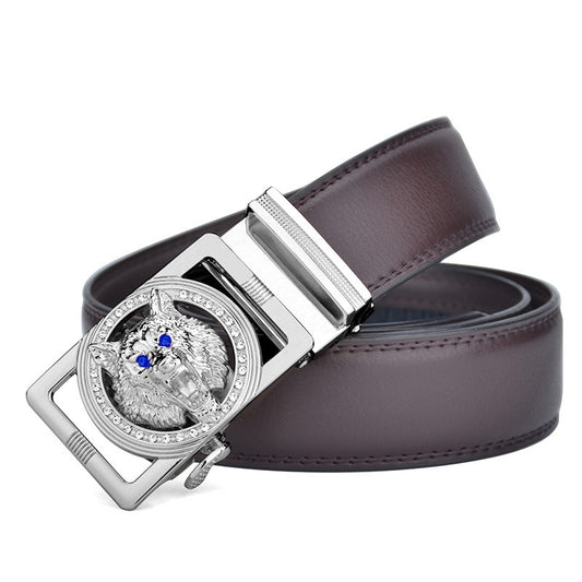Wolf Head Men's Leather Versatile Casual Belt