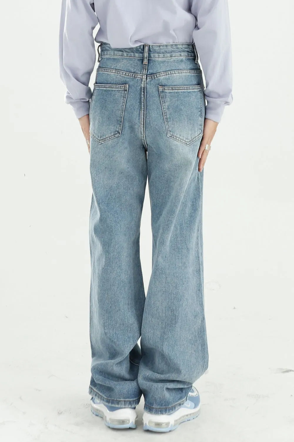 Distressed Wide Leg Jeans with Pockets – Premium Japanese Denim