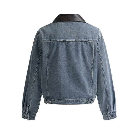 Washed Denim Motorcycle Jacket