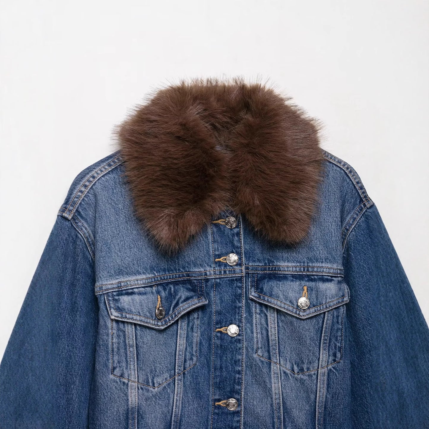Versatile Collar Vintage Denim Jacket for Women