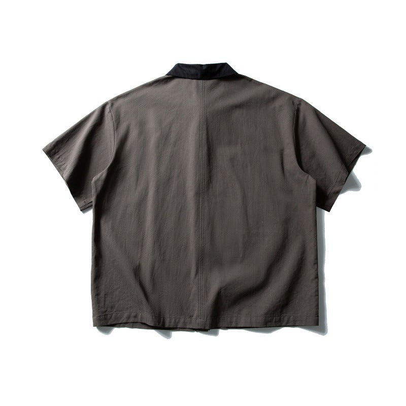 Two-Tone Loose Workwear Shirt for Men