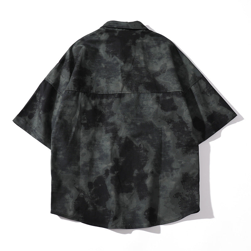 Tie Dye Printed Short Sleeved Shirt Loose Fit for Men and Women