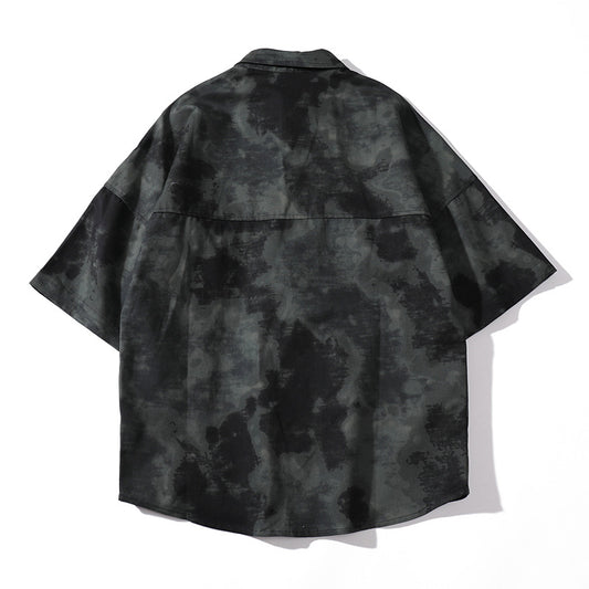 Tie Dye Printed Short Sleeved Shirt Loose Fit for Men and Women