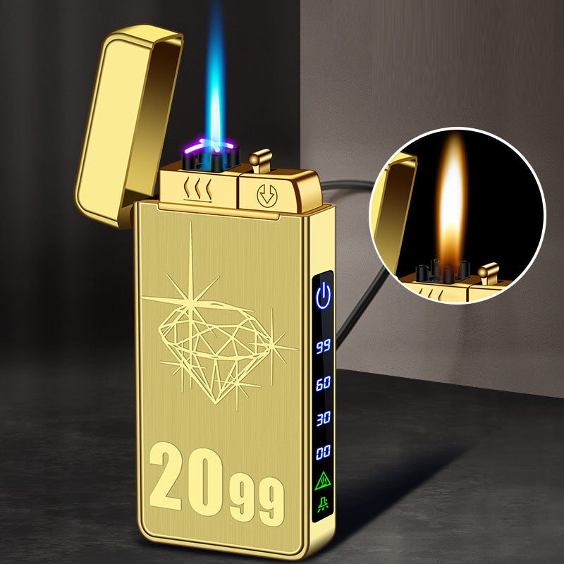 Gas-Electric Triple-Flame Metal Windproof Rechargeable Lighter