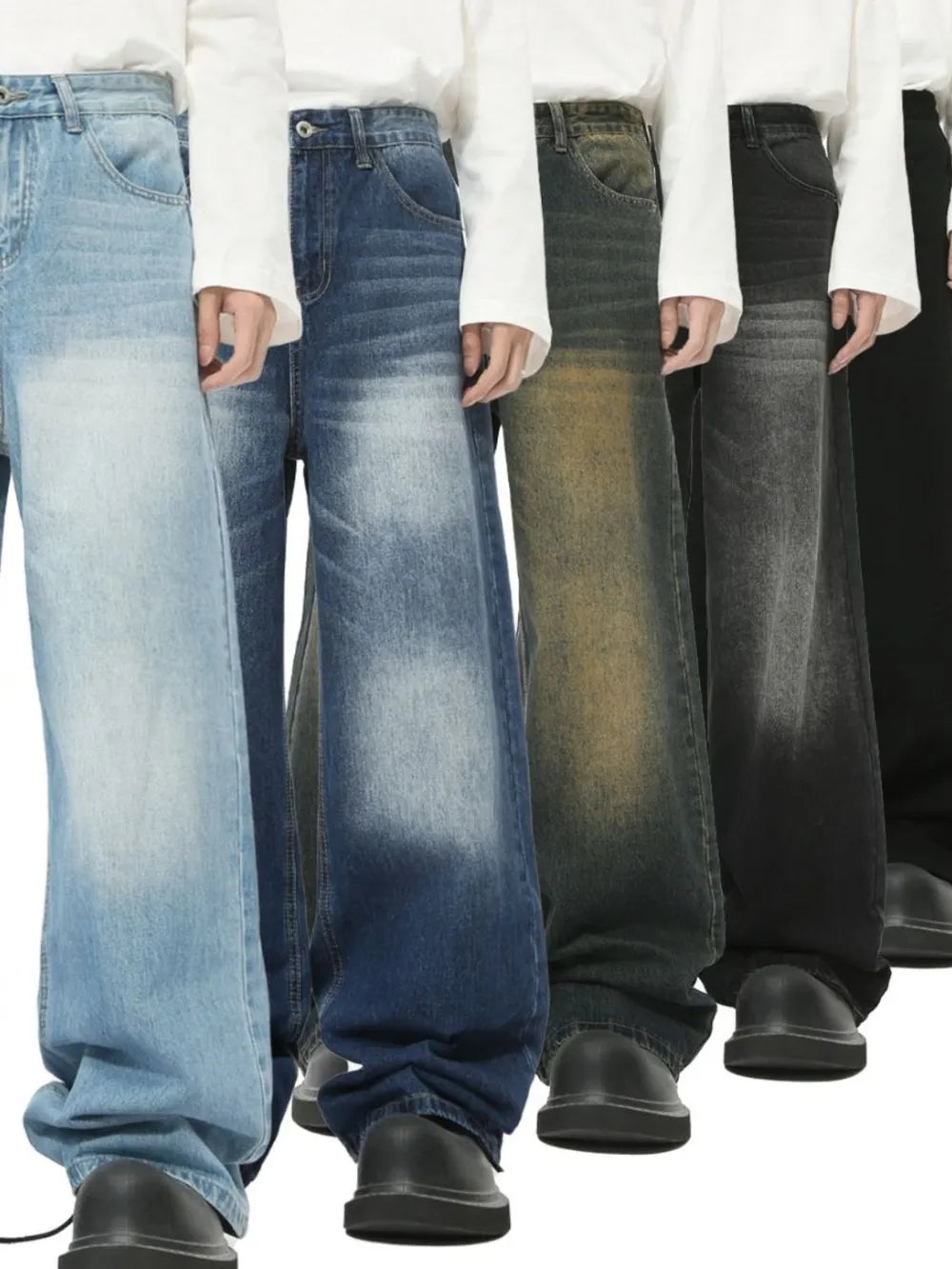 Men's Cat's Whisker Wide Leg Jeans - Premium Japanese Denim