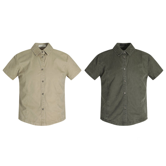 Loose Casual Short Sleeve Notched Collar Regular Fit Shirt for Men and Women