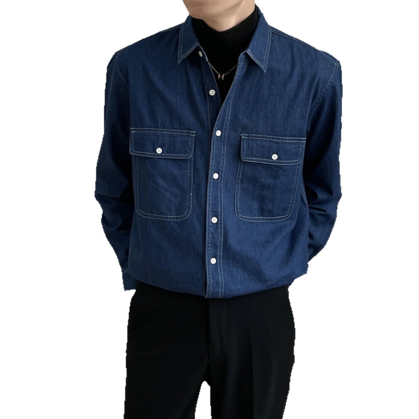 Men's Retro Denim Long Sleeve Shirt