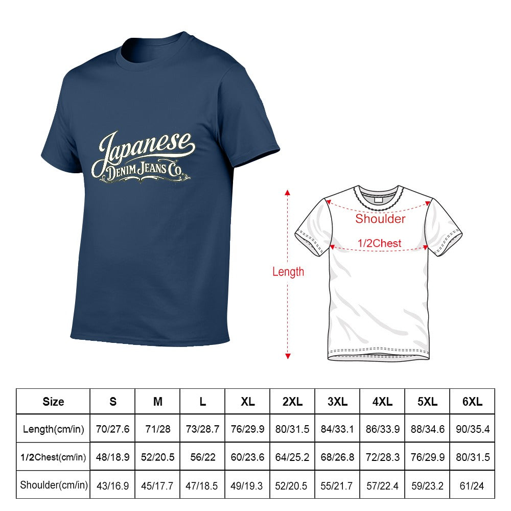 Japanese Denim Jeans Co. Men's Short Sleeve Cotton T-Shirt - Navy Blue