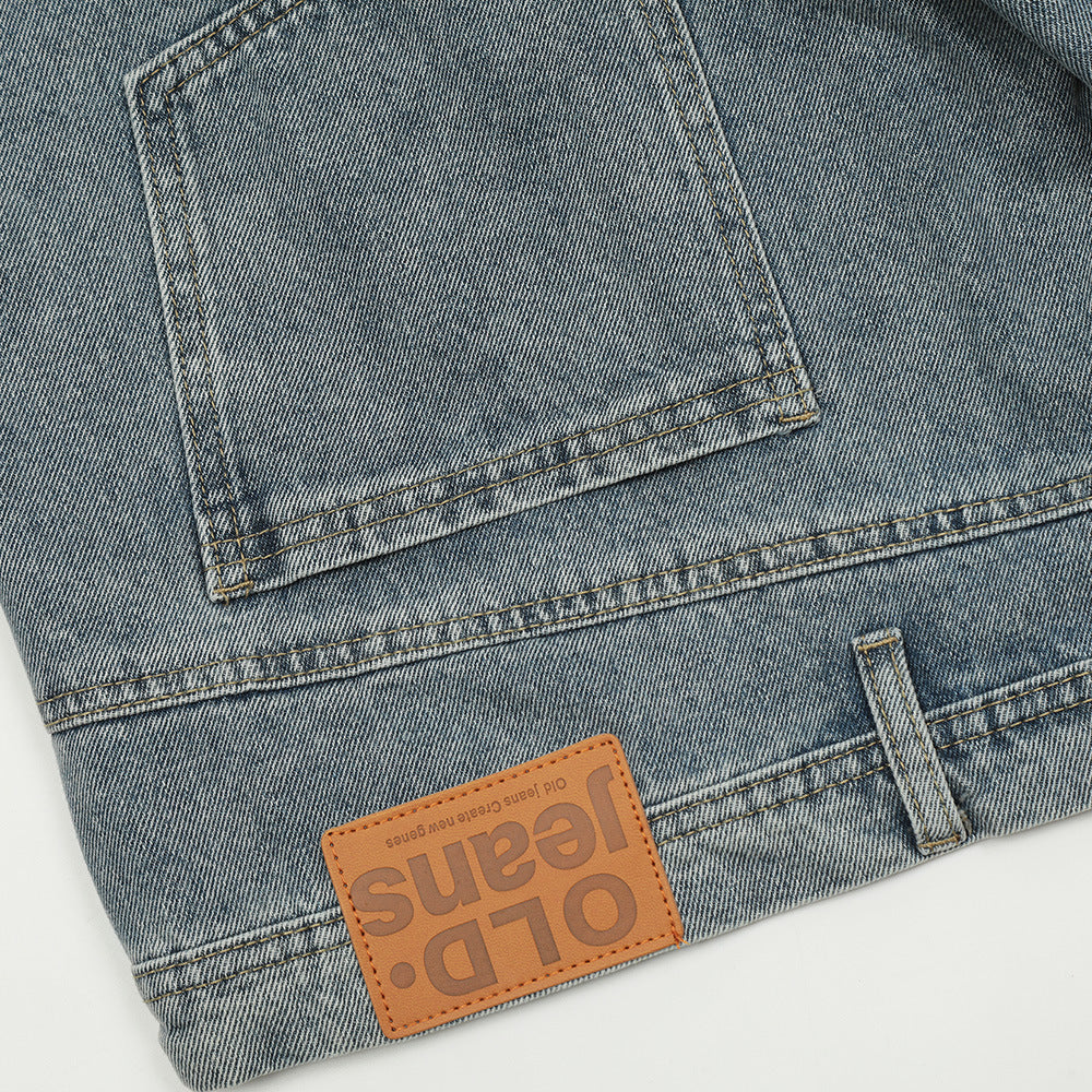 Men's Washed Mid-Length Denim Shorts -  Straight Leg Style