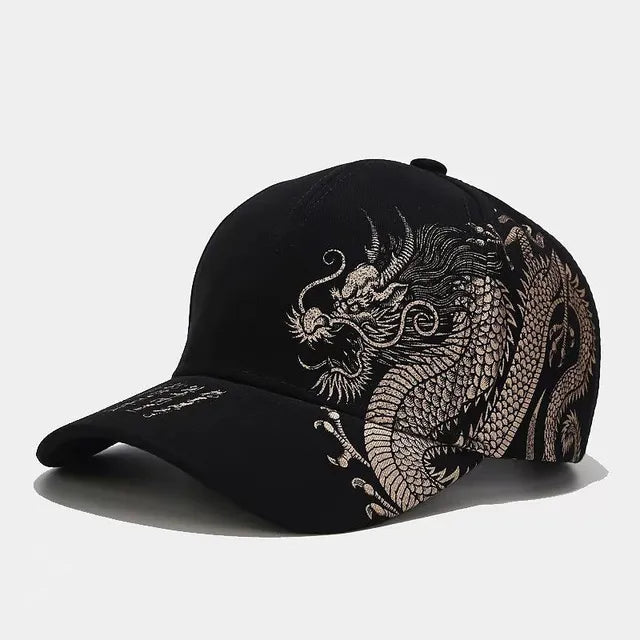 Chinese Dragon Print Duck Brim Cap
