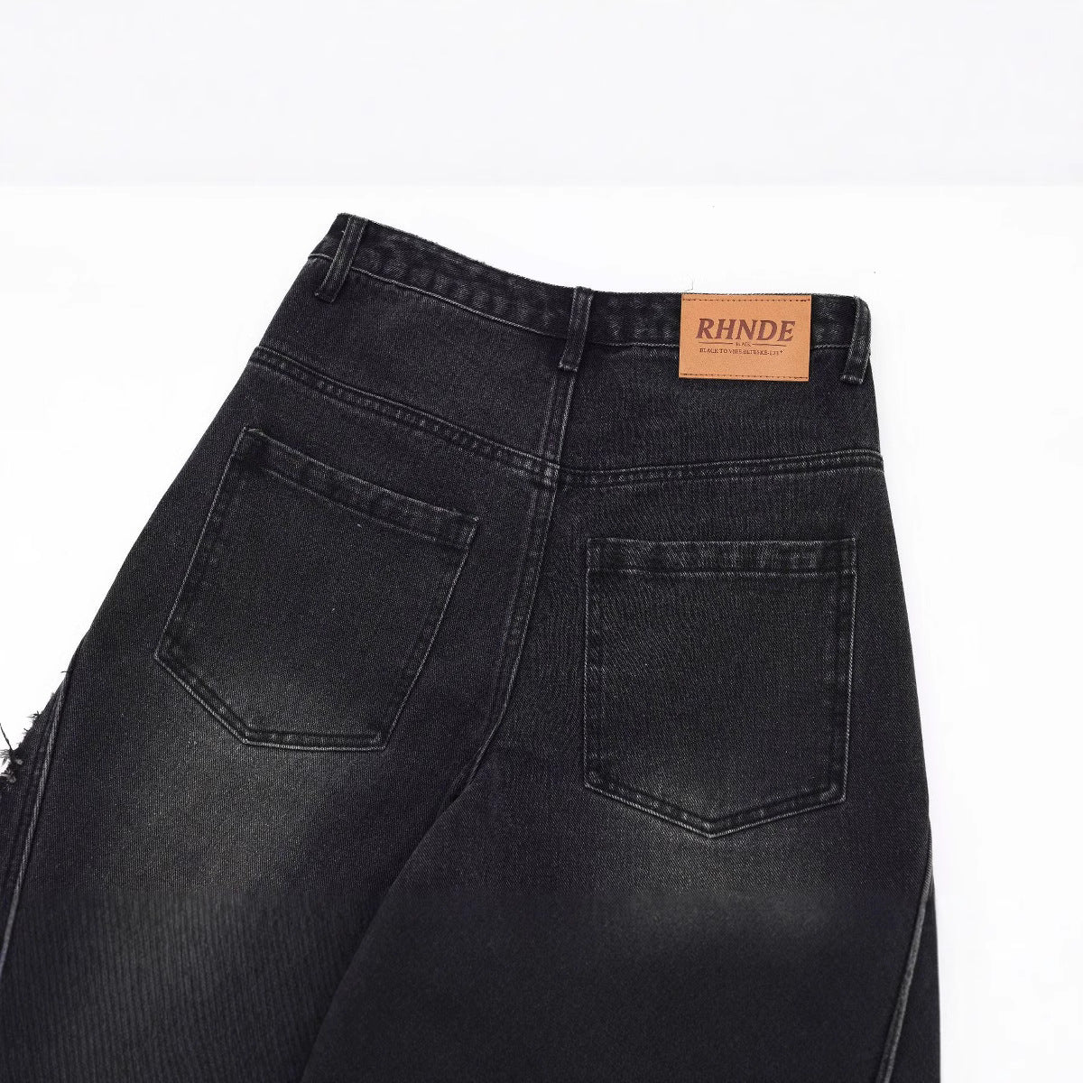 Washed Distressed Denim Shorts - Unisex Loose Wide Leg Straight Leg Five-Point Pants