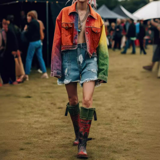 Wash and Spray Color Denim Jacket for Women