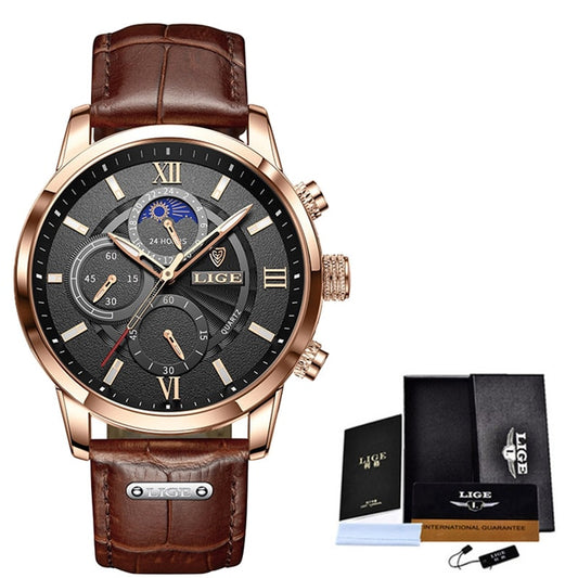 Men's Luxury Wrist Watch - Leather Quartz Waterproof Watch