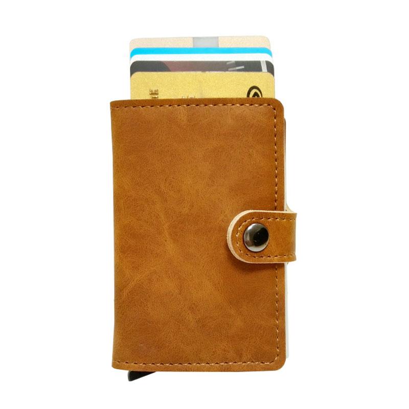RFID Protected Vintage Automatic Leather Credit Card Holder for Men