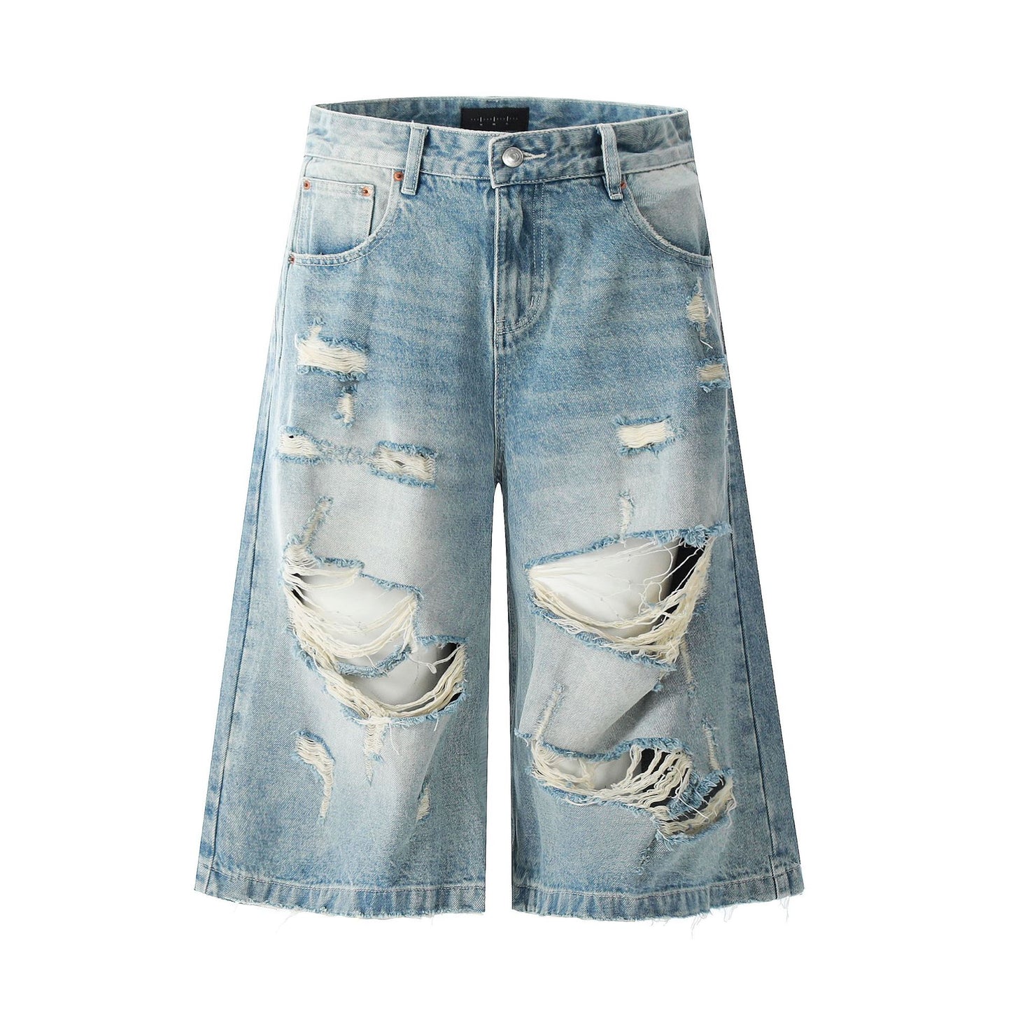 Design Seven-Quarter Denim Pants - Washed Loose Straight Trendy Shorts