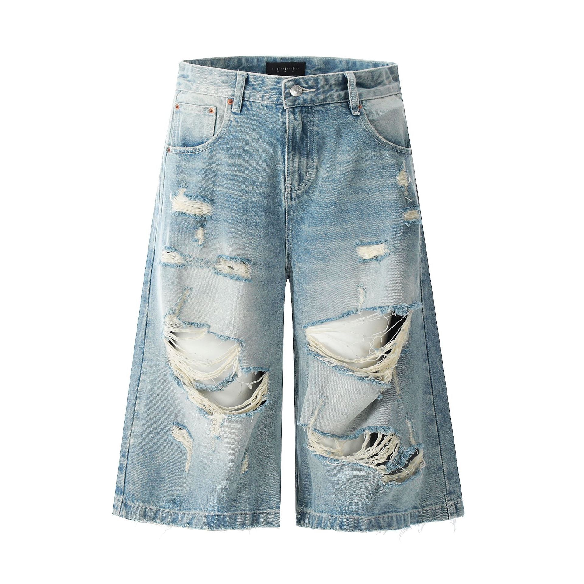 Design Seven-Quarter Denim Pants - Washed Loose Straight Trendy Shorts