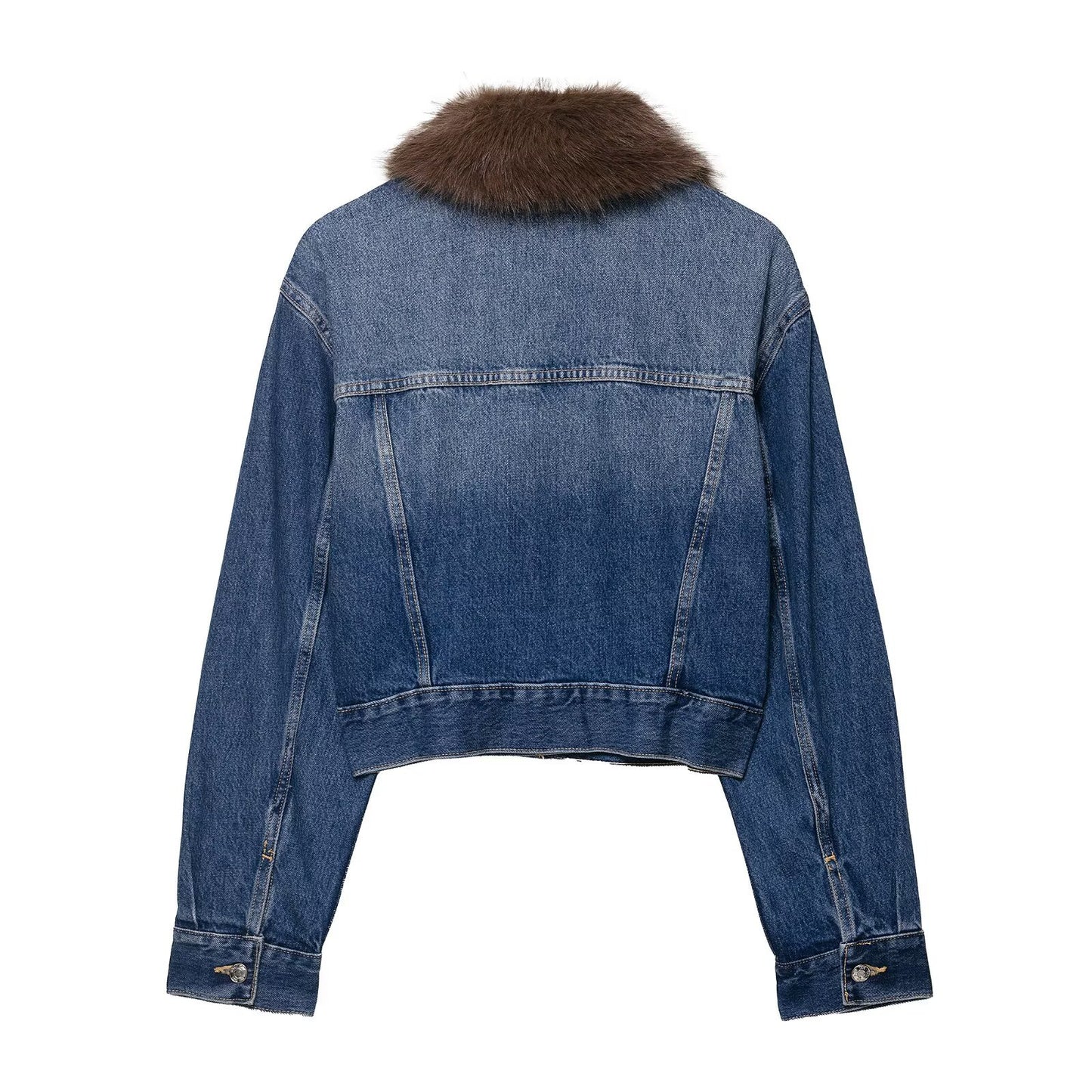 Versatile Collar Vintage Denim Jacket for Women