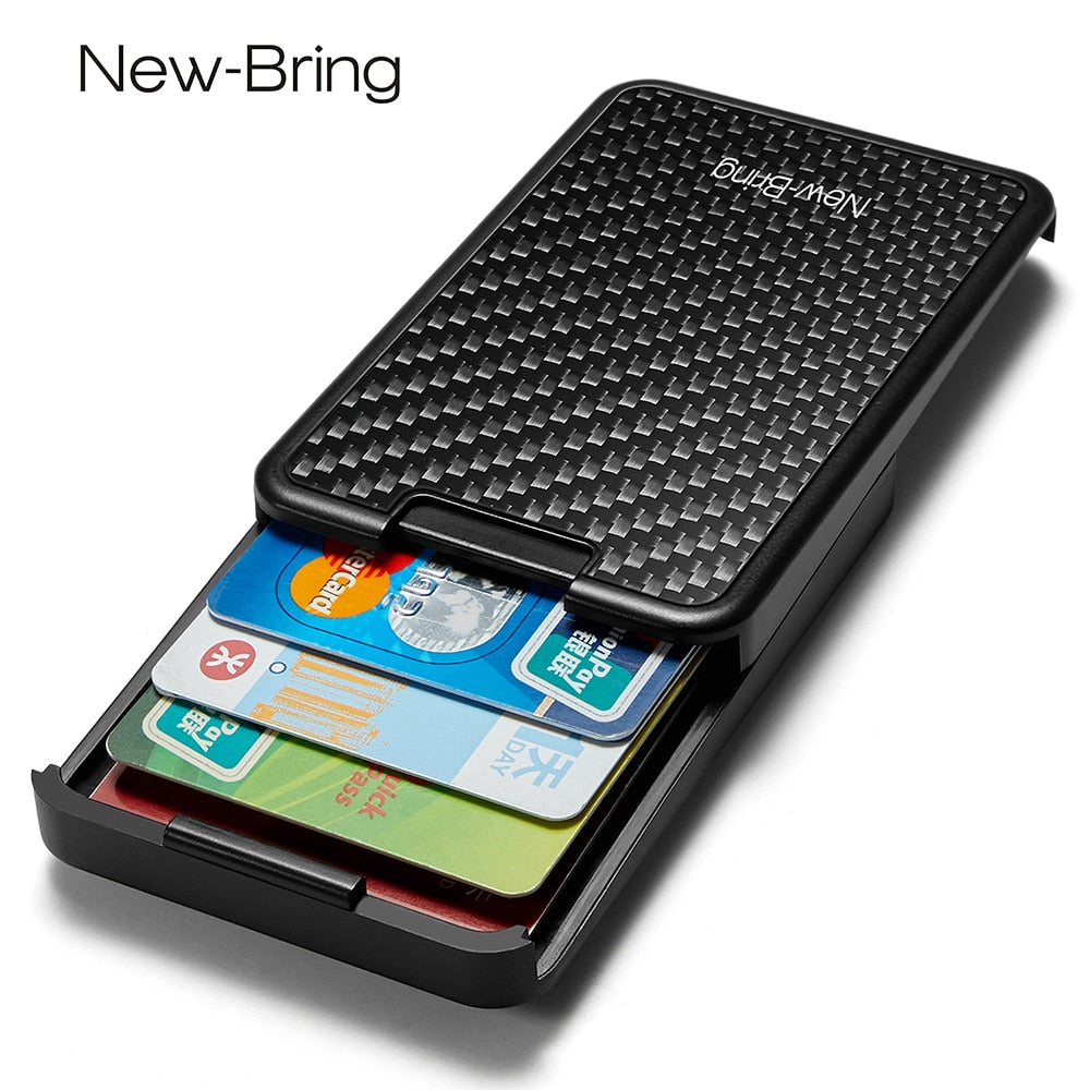 Slide Wallet RFID Blocking Carbon Fiber Credit ID Card Holder for Card Money Minimalist Purse