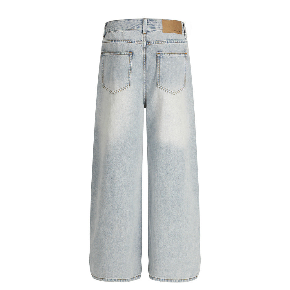Vintage Men's Denim Jeans, Distressed Bleached Whiskered