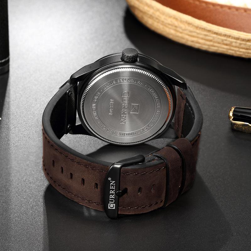 Men's Leather Quartz Wrist Watch
