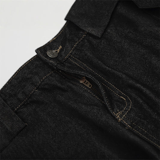 Men's Solid Color Patchwork Knife Cut Jeans