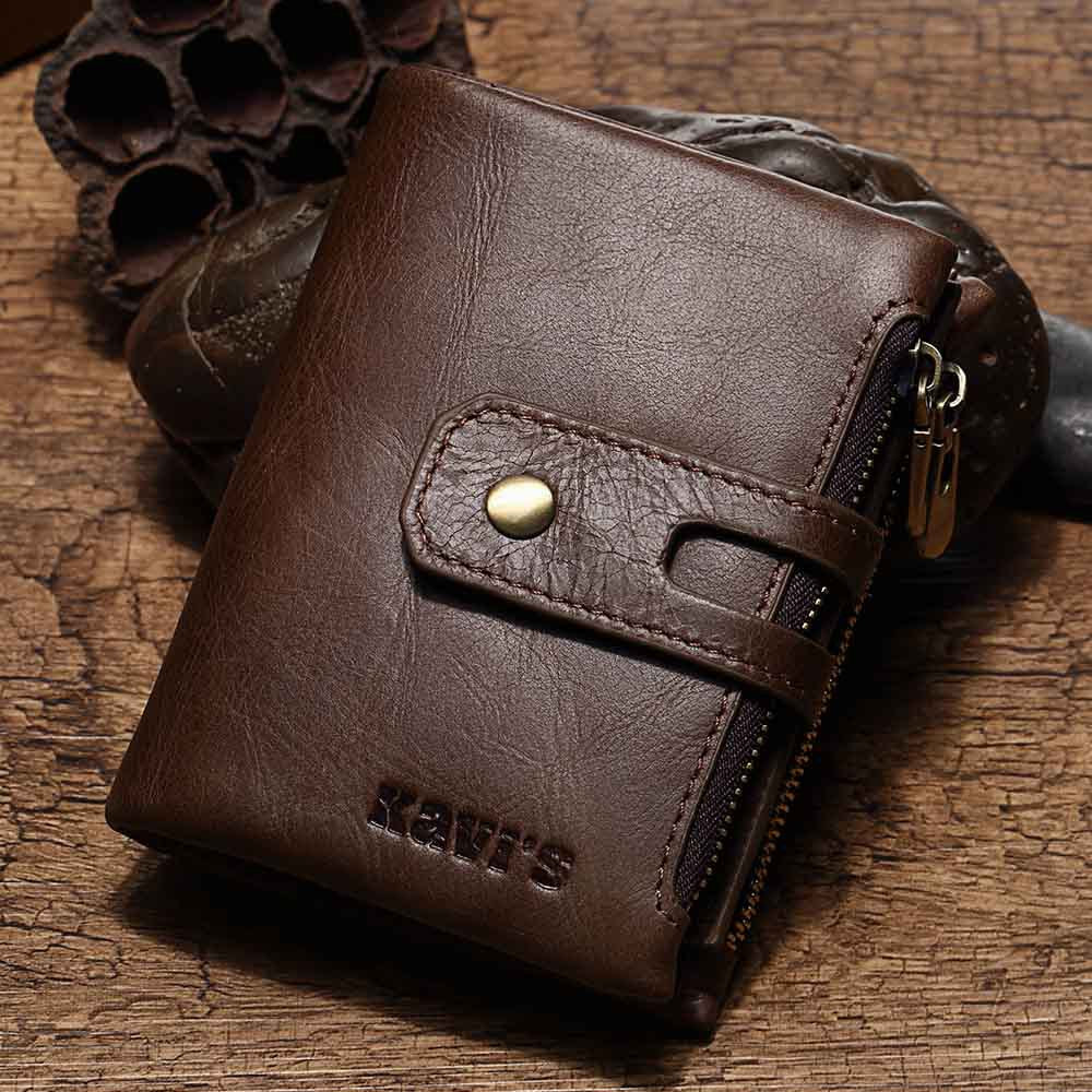 Men's Leather Wallet  - Double Zipper Large Capacity