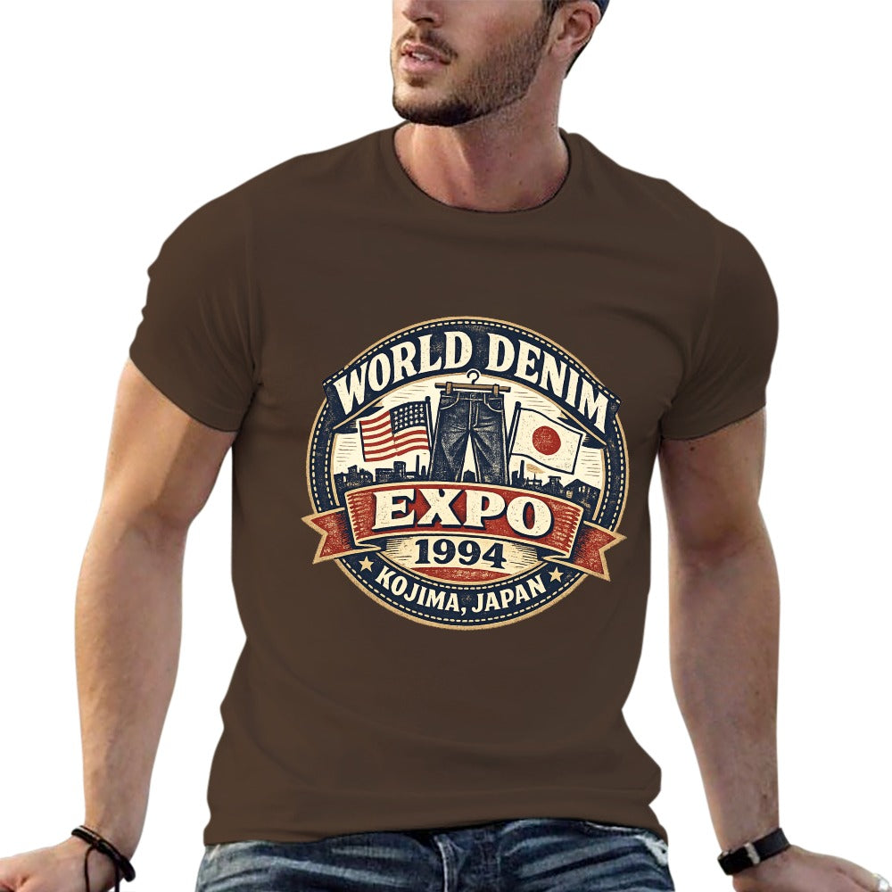 World Denim Expo 1994 Short Sleeve Cotton T Shirt - Brown