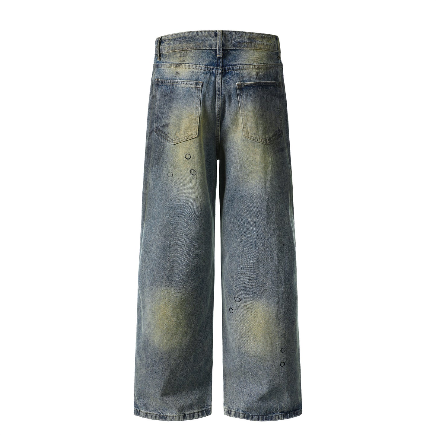 Burnout Distressed Straight-Leg Jeans